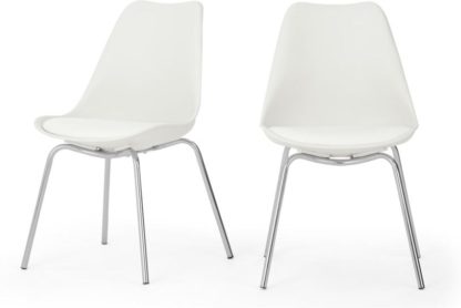 An Image of Set of 2 Briony Dining Chairs, Chrome and White