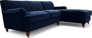 An Image of Orson Right Hand Facing Chaise End Corner Sofa, Ink Blue Velvet