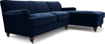 An Image of Orson Right Hand Facing Chaise End Corner Sofa, Ink Blue Velvet