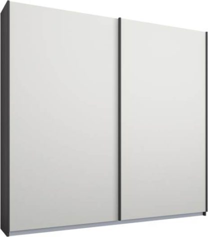 An Image of Malix 2 door 181cm Sliding Wardrobe, Graphite Grey frame,Matt White doors, Standard Interior