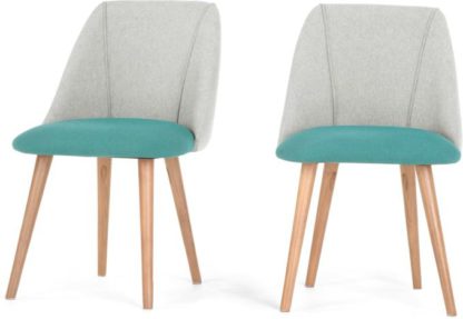An Image of Set of 2 Lule Dining Chairs, Emerald Green and Hail Grey