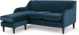 An Image of Helena Large Chaise End Corner Sofa, Plush Teal Velvet