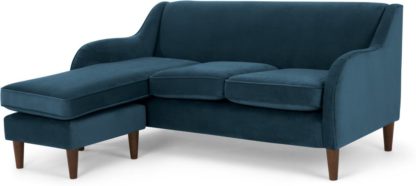 An Image of Helena Large Chaise End Corner Sofa, Plush Teal Velvet