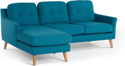 An Image of Rufus Left Hand Facing Chaise End Corner Sofa, Rich Azure