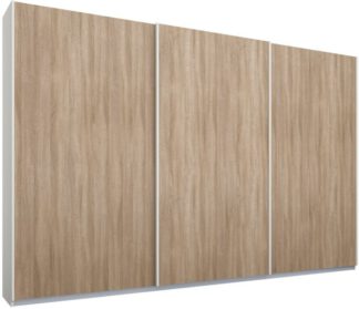 An Image of Malix 3 door 270cm Sliding Wardrobe, White frame,Oak doors , Premium Interior