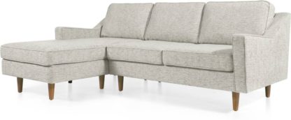 An Image of Dallas Left Hand Facing Chaise End Corner Sofa, Grey Basketweave