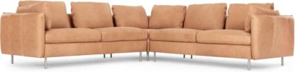 An Image of Vento 5 Seater Corner Sofa, Tan Leather