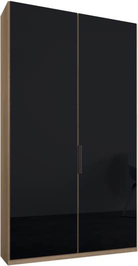 An Image of Caren 2 door 100cm Hinged Wardrobe, Oak Frame, Basalt Grey Glass Doors, Premium Interior