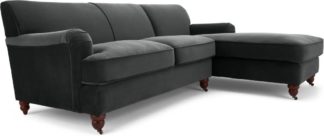 An Image of Orson Right Hand Facing Chaise End Corner Sofa, Midnight Grey Velvet