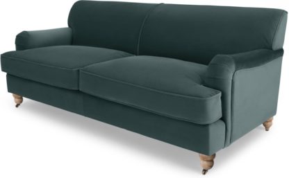 An Image of Orson 3 Seater Sofa, Marine Green Velvet