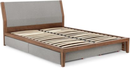 An Image of Lansdowne Double Bed With Storage, Walnut and Heron Grey