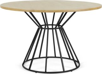 An Image of Khalida 4 Seat Round Dining Table, Mango Wood and Black