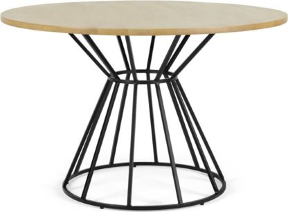 9ed1a6b2218ee2da2280b5e7795399f829ec89f16f7f048379d2ac8f9f351e56.jpg An Image of Khalida 4 Seat Round Dining Table, Mango Wood and Black
