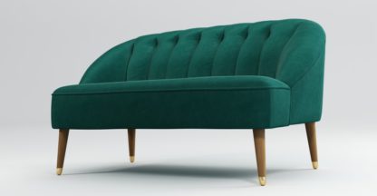 An Image of Custom MADE Margot 2 Seater Sofa, Teal Cotton Velvet with Light Wood Brass Leg
