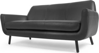An Image of Jonah 3 Seater Sofa, Liquorice Black Premium Leather