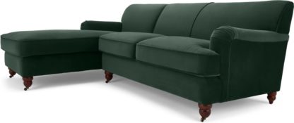 An Image of Orson Left Hand Facing Chaise End Corner Sofa, Autumn Green Velvet