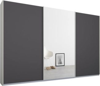 An Image of Malix 3 door 270cm Sliding Wardrobe, White frame,Matt Graphite Grey & Mirror doors , Classic Interior