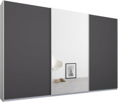 a16b6ee27804345b502ddca255addb12c615a4ffdd231a2a4a1d6ddd1dfdbe39-1.jpg An Image of Malix 3 door 270cm Sliding Wardrobe, White frame,Matt Graphite Grey & Mirror doors , Classic Interior