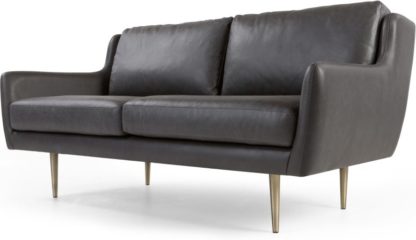 An Image of Simone 2 Seater Sofa, Oxford Grey Premium Leather