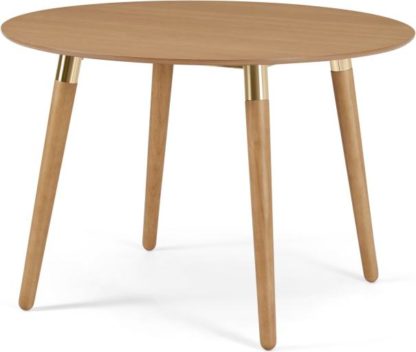 An Image of Edelweiss Round 4 Seat Dining Table, Oak and Brass