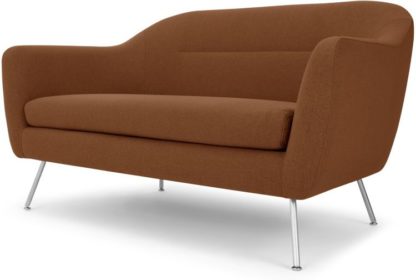 An Image of Reece 2 Seater Sofa, Mina Burnt Orange with Metal Legs