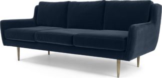 An Image of Simone 3 Seater Sofa, Navy Cotton Velvet