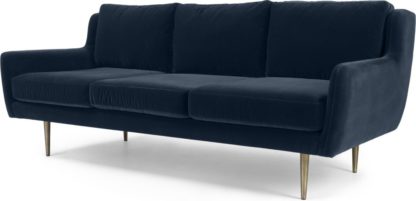 An Image of Simone 3 Seater Sofa, Navy Cotton Velvet