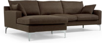 An Image of Mendini Left Hand Facing Chaise End Corner Sofa, Chocolate Brown