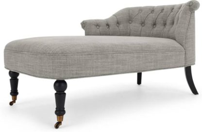 An Image of Bouji Left Hand Facing Chaise Longue, Grey Linen Mix