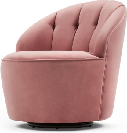 An Image of Margot Swivel Accent Armchair, Old Rose Velvet