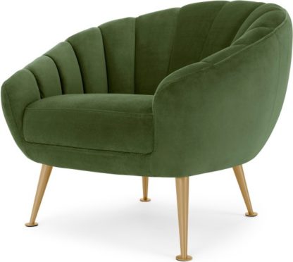 An Image of Primrose Accent Armchair, Meadow Green Velvet