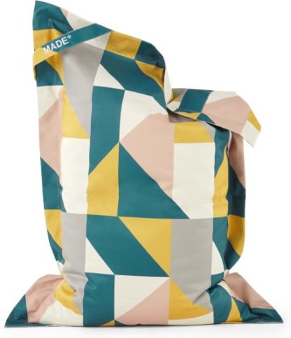 An Image of Small Piggy Bean Bag, Pink & Mustard Multi Print