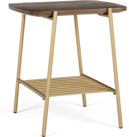 An Image of Bortolin Side Table, Mango Wood and Brass