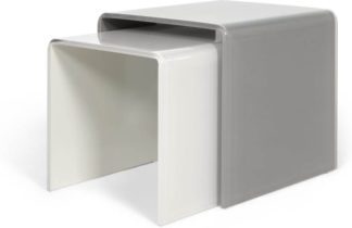 An Image of Phane Set of 2 Nesting Tables, White and Grey Glass