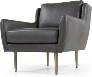 An Image of Simone Armchair, Oxford Grey Premium Leather