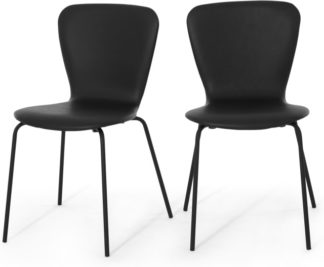 An Image of Set of 2 Luno Dining Chairs, Black PU