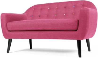 An Image of Ritchie 2 Seater Sofa, Candy Pink with Rainbow Buttons