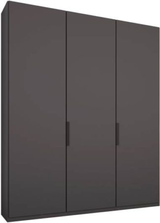 An Image of Caren 3 door 150cm Hinged Wardrobe, Graphite Grey Frame, Matt Graphite Grey Doors, Classic Interior