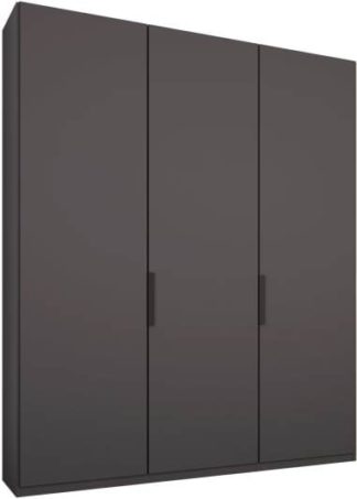 An Image of Caren 3 door 150cm Hinged Wardrobe, Graphite Grey Frame, Matt Graphite Grey Doors, Premium Interior