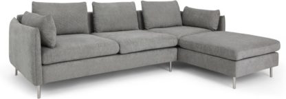 An Image of Vento 3 Seater Right Hand Facing Chaise End Corner Sofa, Linear Grey