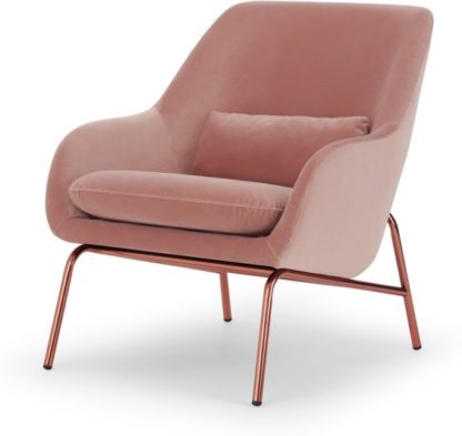 An Image of Henrik Accent Armchair, Vintage Pink Velvet and Copper