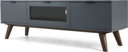 An Image of Averio TV Stand, Dark Stain Oak and Grey