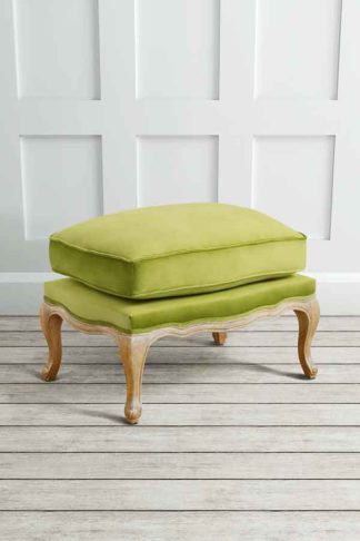 An Image of Le Notre French Vintage Style Shabby Chic Oak Stool Lime