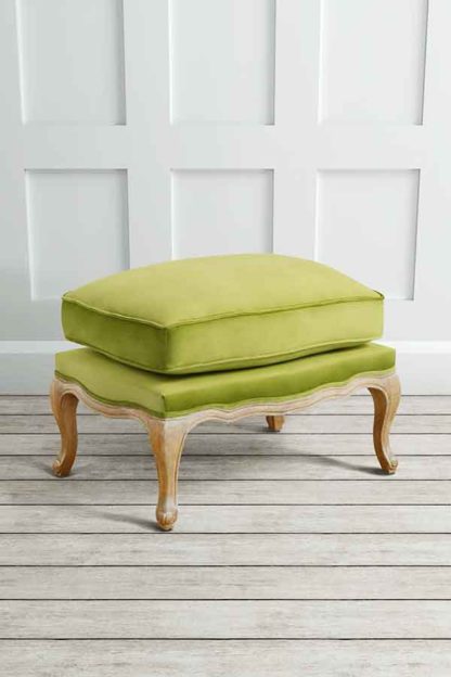 An Image of Le Notre French Vintage Style Shabby Chic Oak Stool Lime