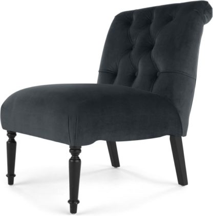 a9b9232e6c8087500437ce374636e6a0d8ef9df4190aafeeebf9083df8e77968.jpg An Image of Slipper Accent Chair, Midnight Grey Velvet