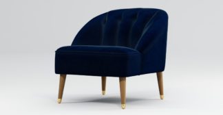 An Image of Custom MADE Margot Armchair, Dark Navy Cotton Velvet, Light Wood Brass Leg