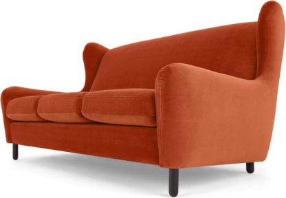 An Image of Rubens 3 Seater Sofa, Flame Orange Velvet