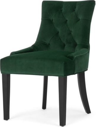 An Image of Flynn Scoop Back Chair, Pine Green Velvet and Black