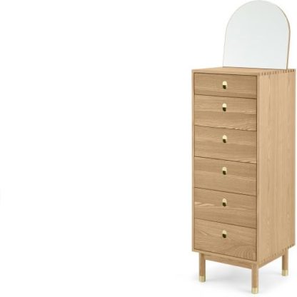 An Image of Fizzy Vanity Chest of Drawers, Ash & Brass