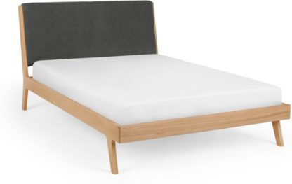 An Image of Hurley Double Bed, Soot Grey & Oak